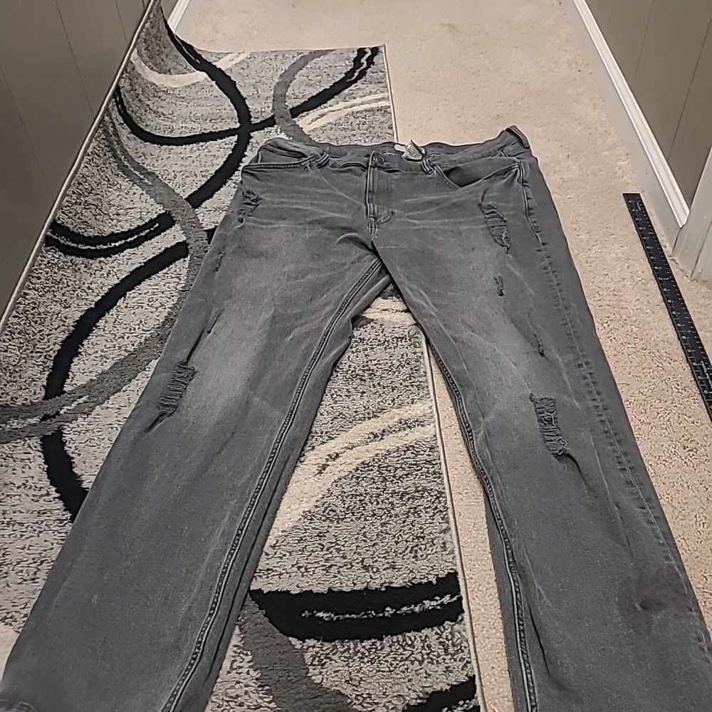 Denim Gold Mens Straight Acid Wash Distressed Stretch Jeans Size 40x32 READ!